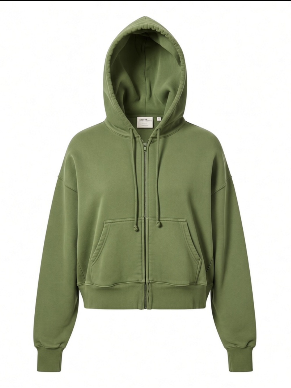 TNA Moss Green Boxy Zip Hoodie